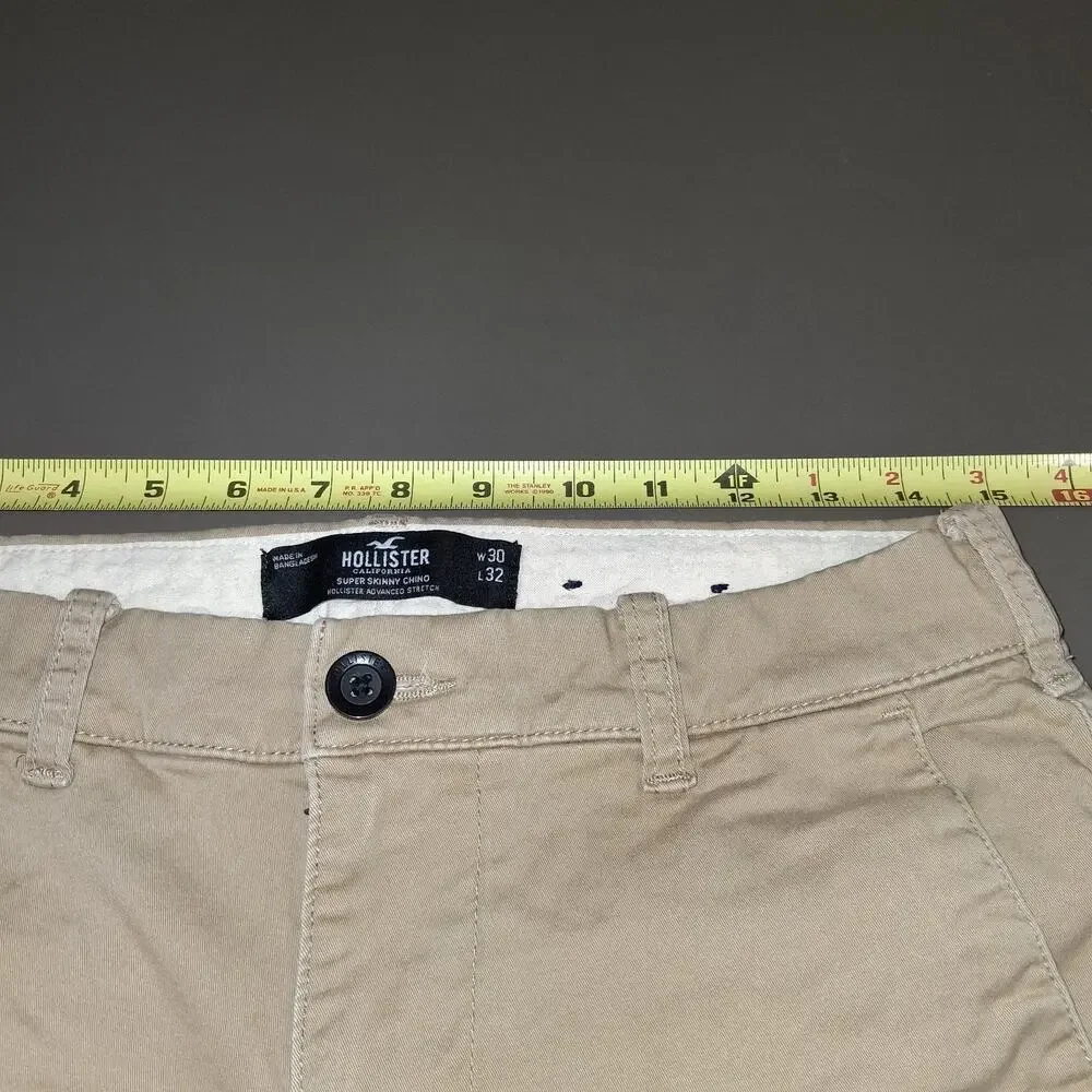 Hollister Super Skinny Chino Khaki Men's Pants Advanced Stretch Size 30/32